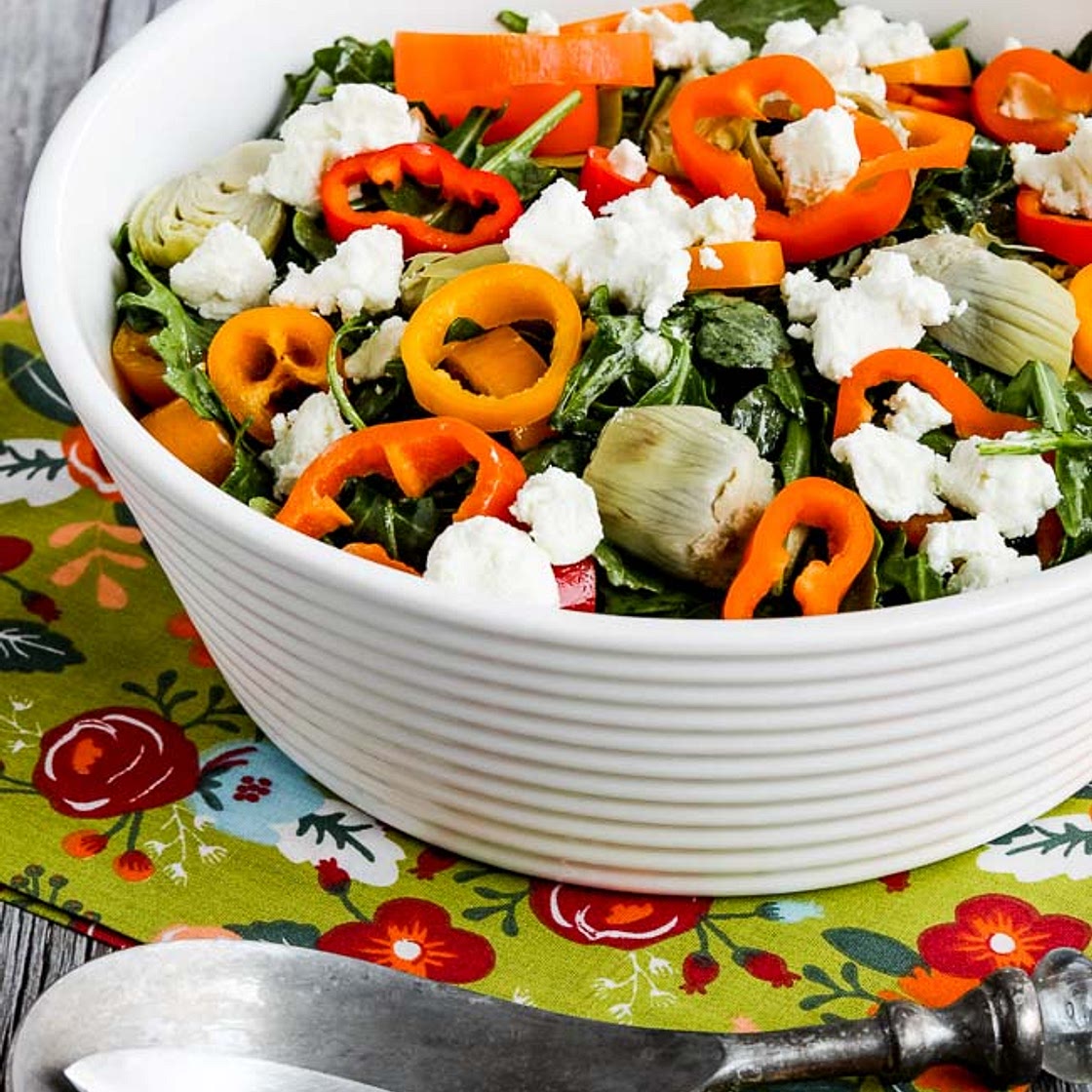 Arugula Salad with Goat Cheese, Artichokes, and Peppers
