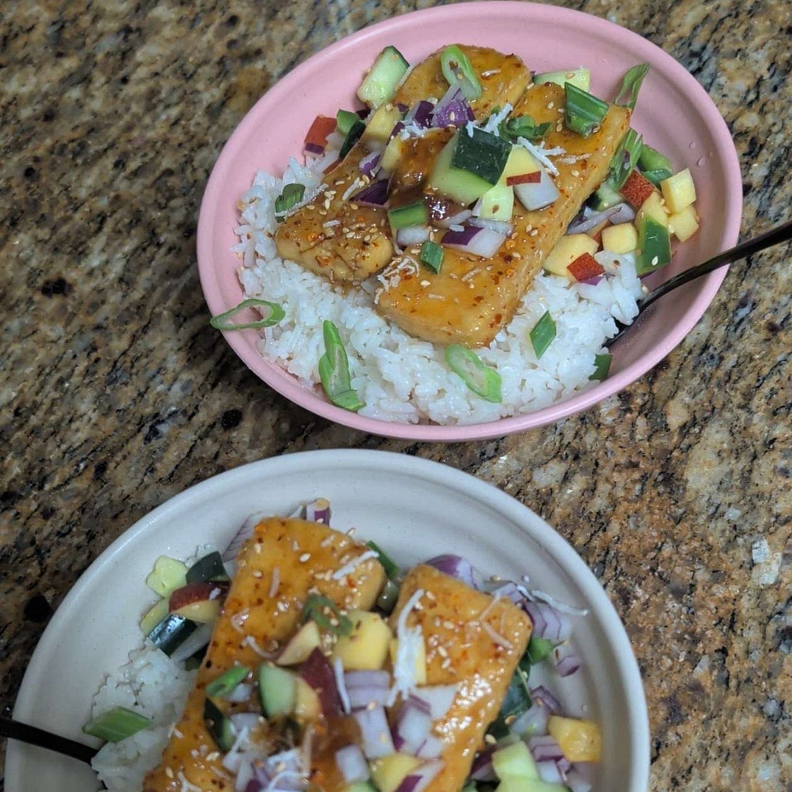 Sticky Chili Lime Tofu with Coconut Rice