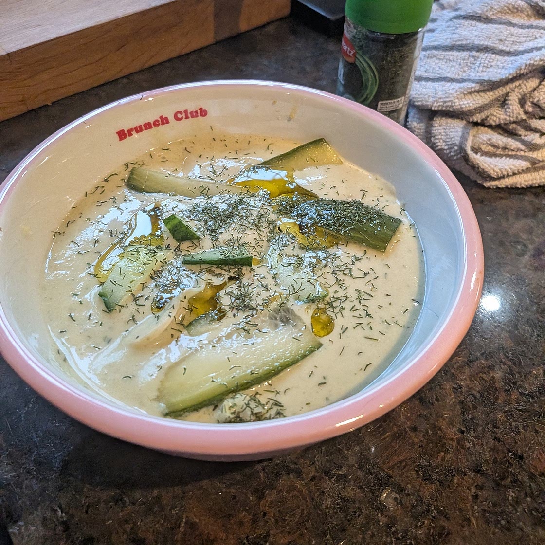 Chilled Cucumber Avocado Soup with Fresh Dill