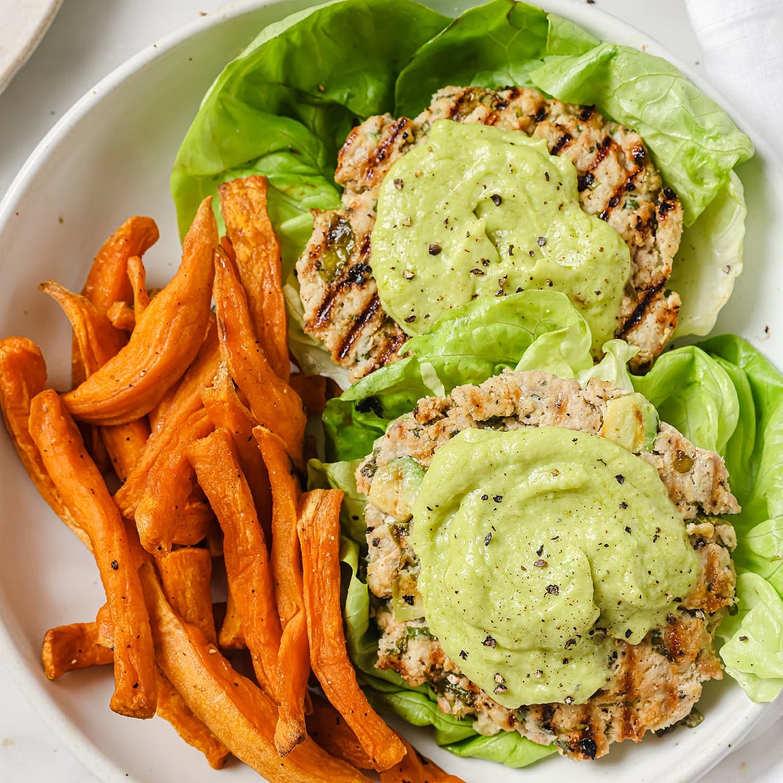 Spinach Avocado Chicken Burgers