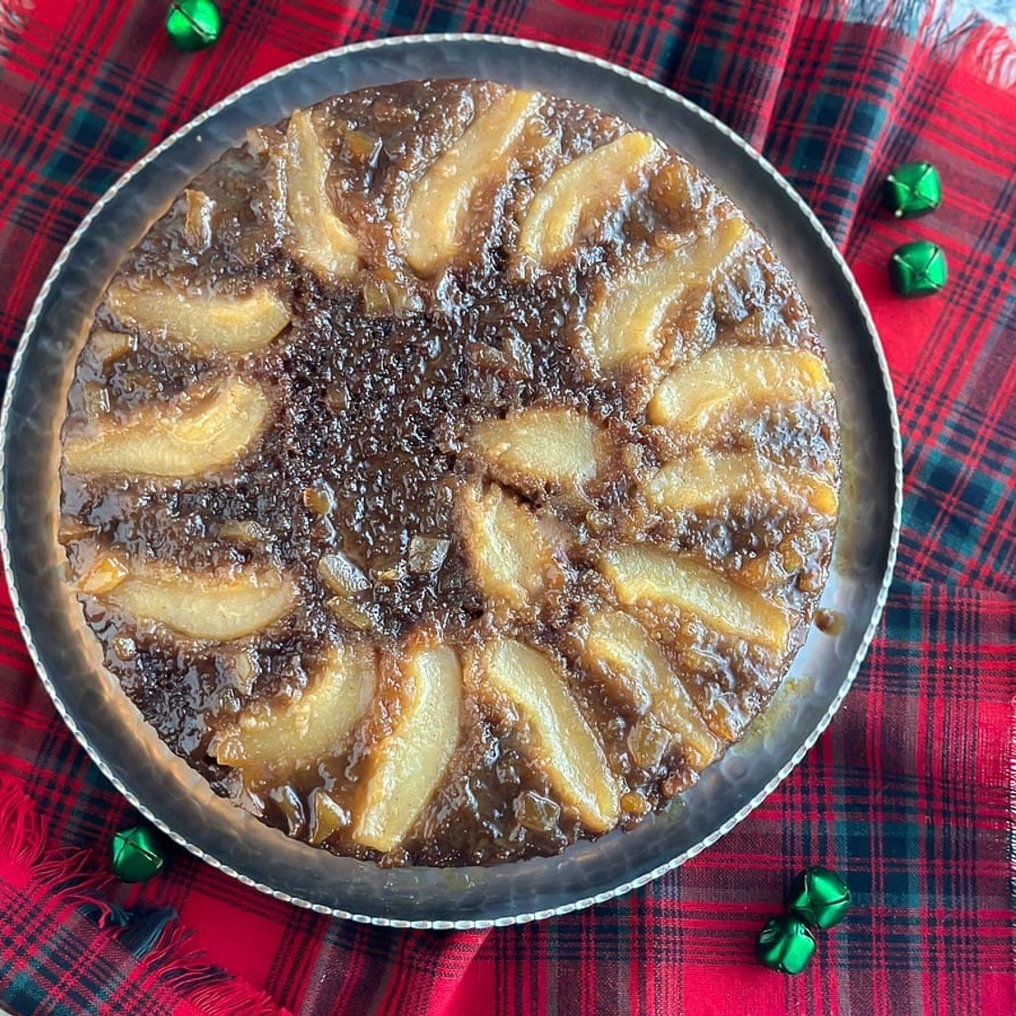 Lower FODMAP Gingerbread Pear Upside Down Cake
