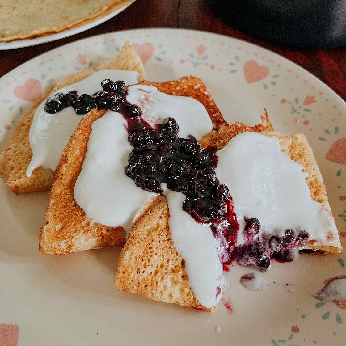 Easy Blueberry Cream Crepes (GF/DF)