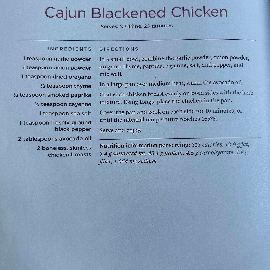 Cajun Blackened Chicken