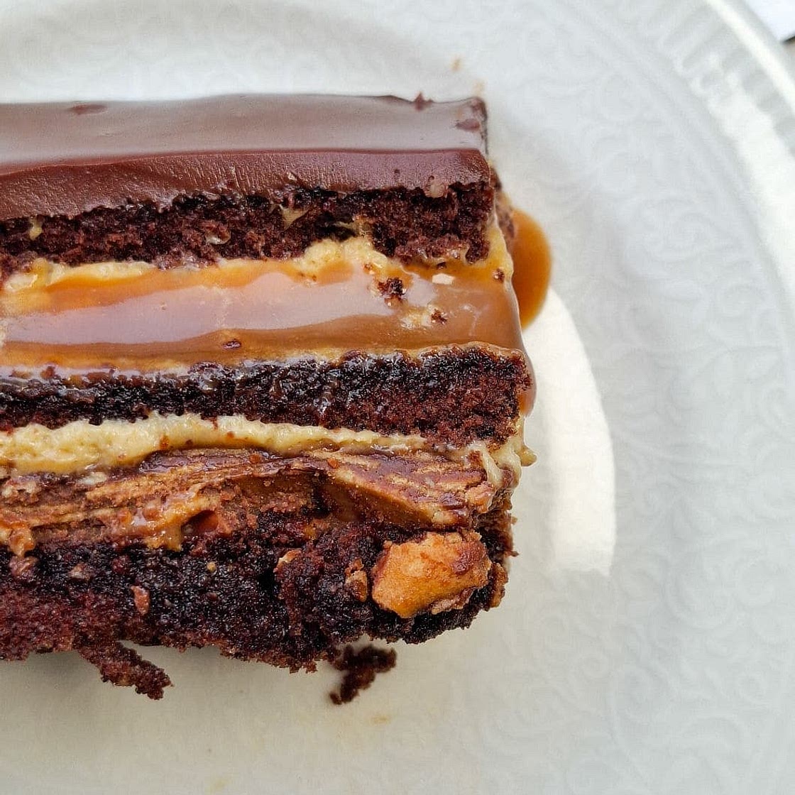 Snickers-Inspired Layered Cake