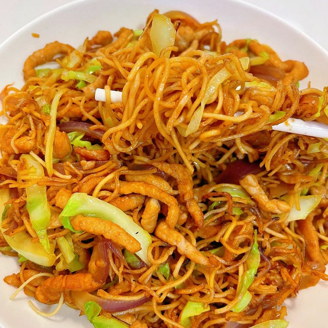 Cabbage & Thinly Sliced Pork Chow Mein Recipe
