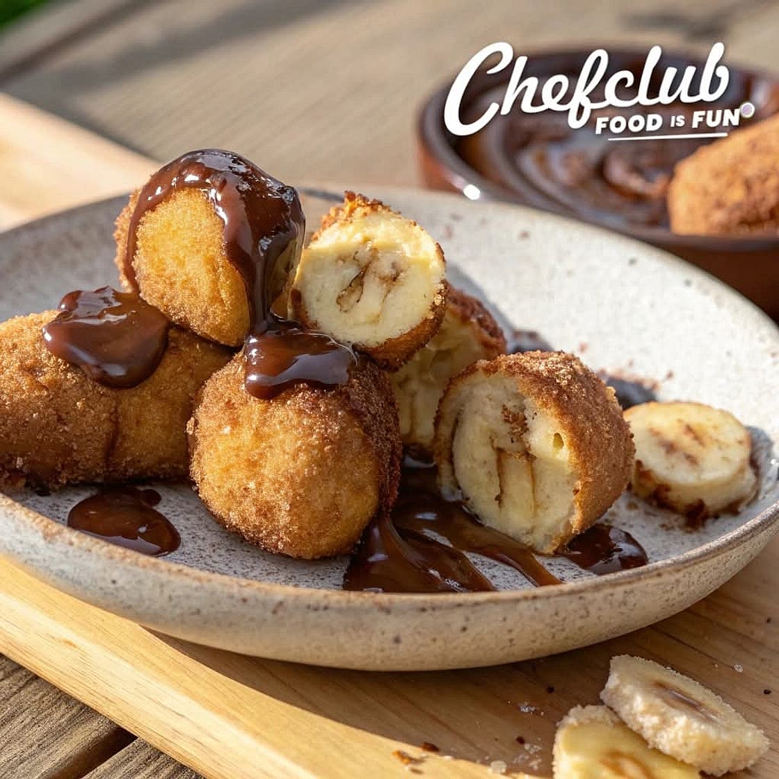 Churro Banana Bites 🍌✨ Fried to golden perfection and loaded with sweetness!