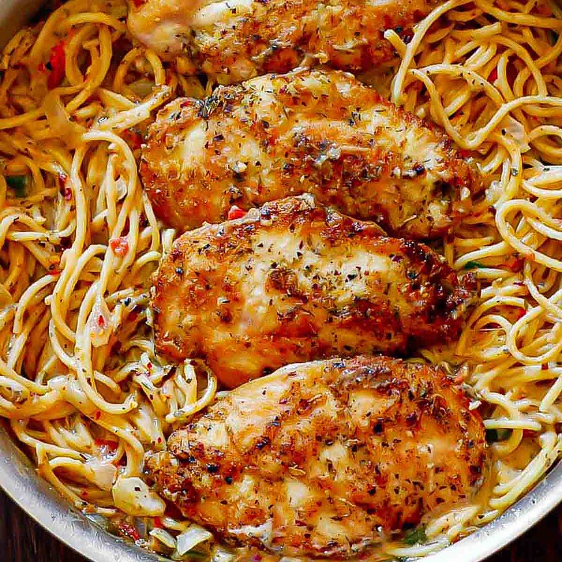 Creamy Italian Chicken Pasta with White Wine Parmesan Sauce