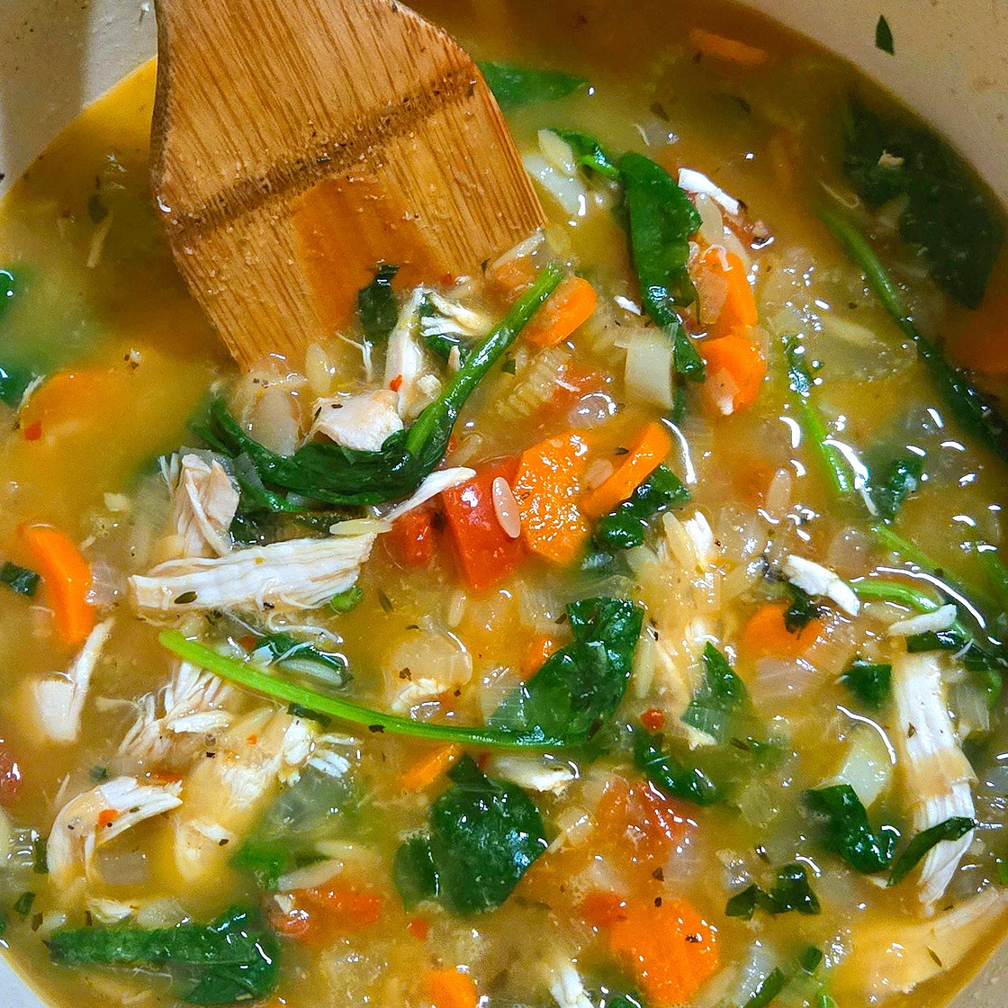 Lemon Basil Chicken Orzo Soup