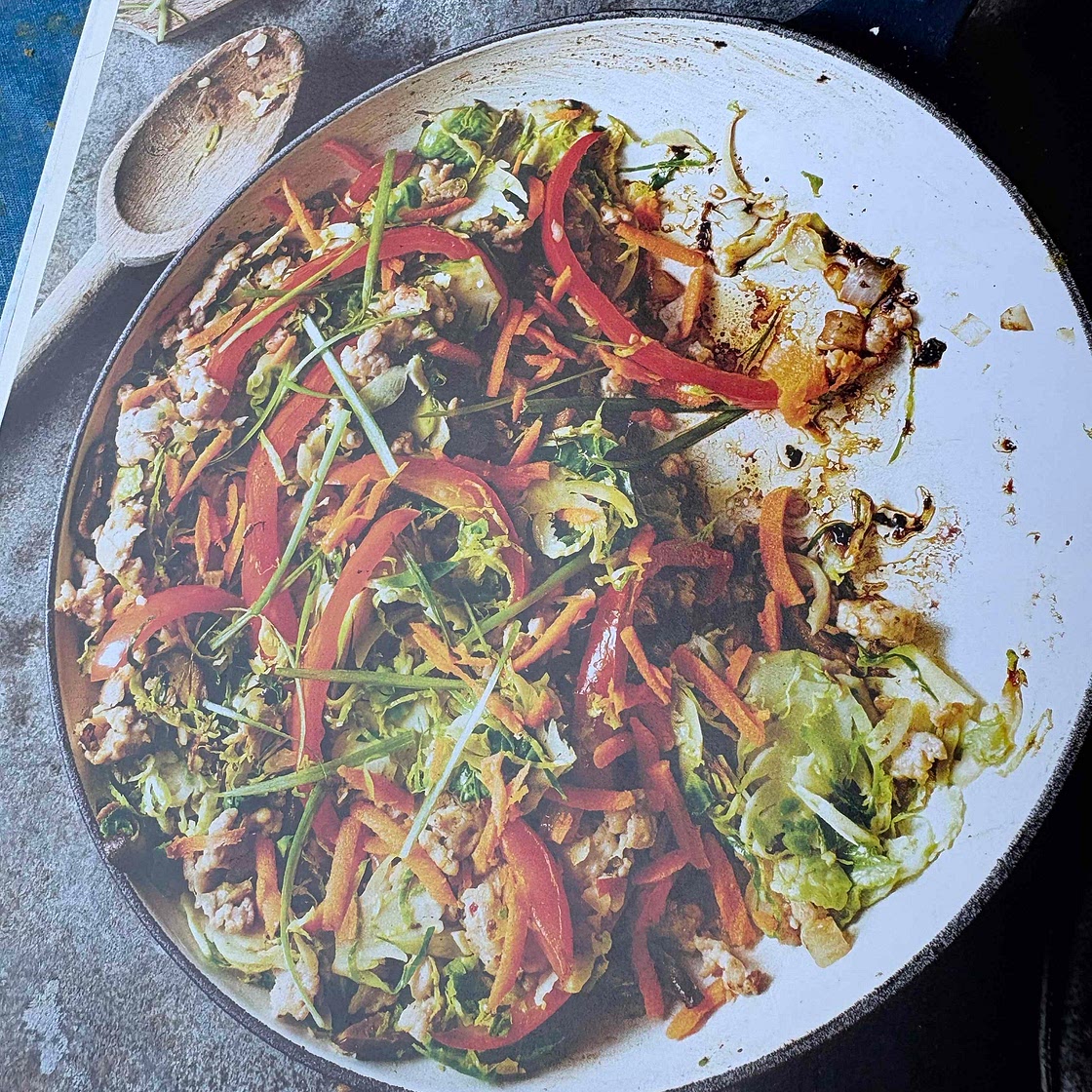 Skinny Taste Stir Fried Chicken and Shredded Brussels Bowl