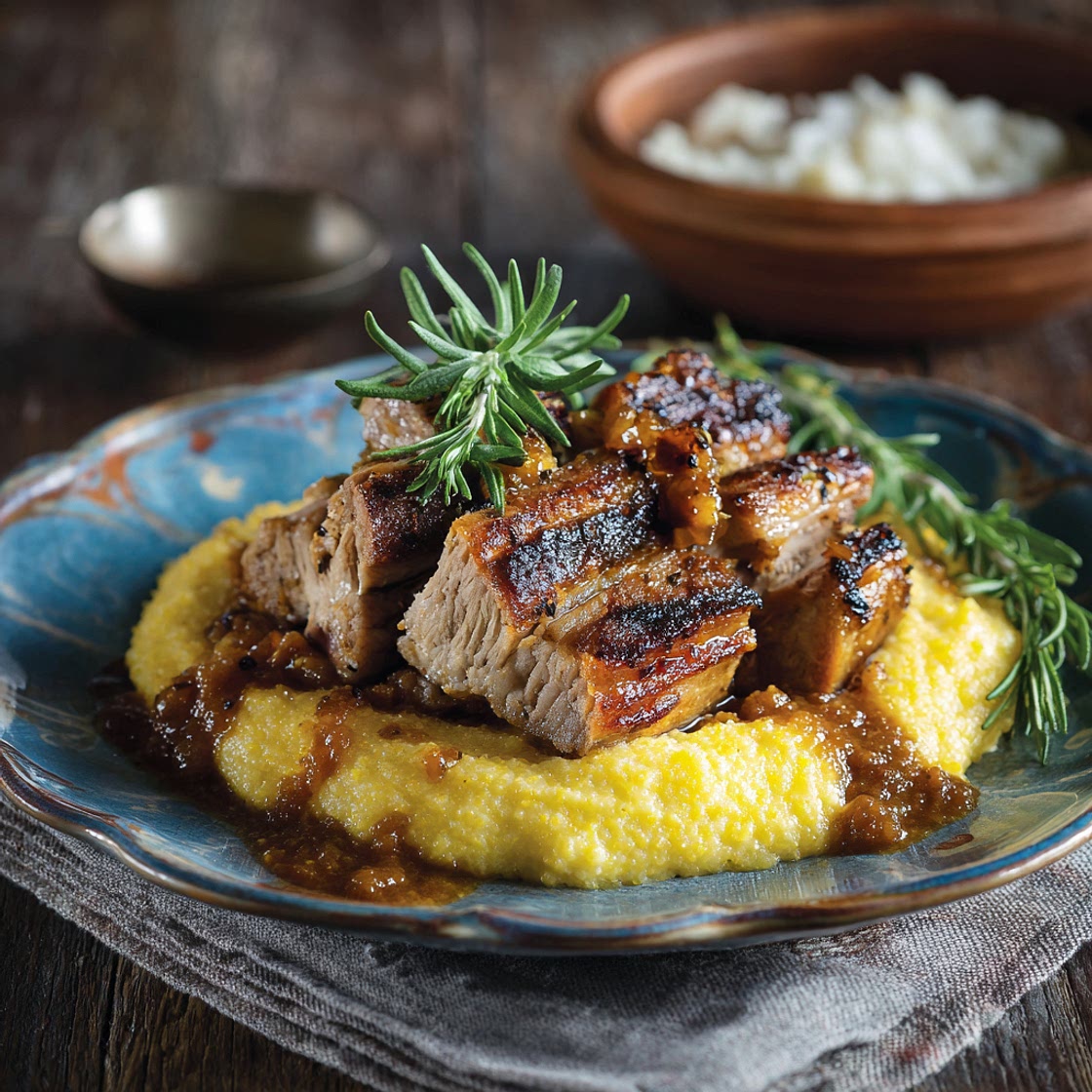 Pork with Rosemary Polenta