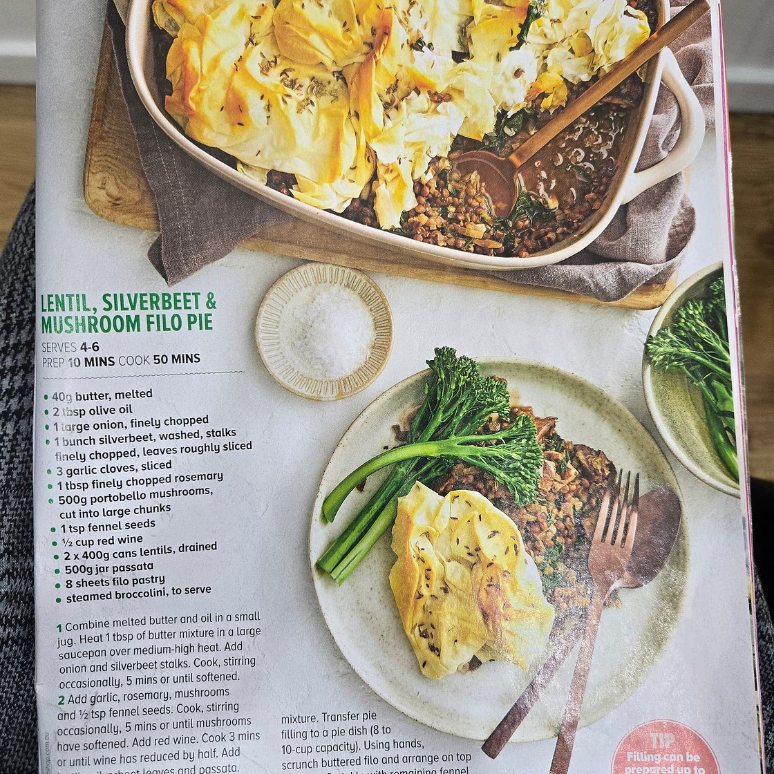 Lentil, Silverbeet & Mushroom Pie
