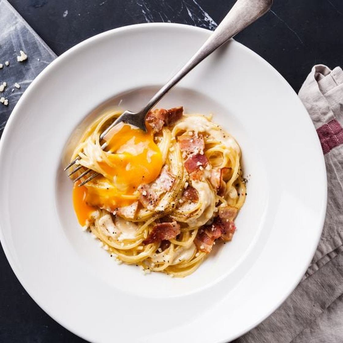 Tagliatelles Carbonara au vinaigre balsamique