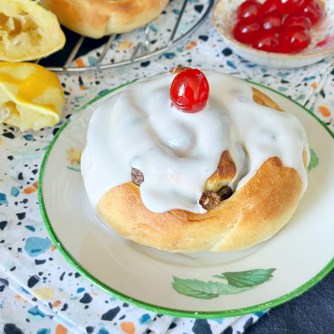 Homemade Spelt Belgian Buns with Lemon Icing