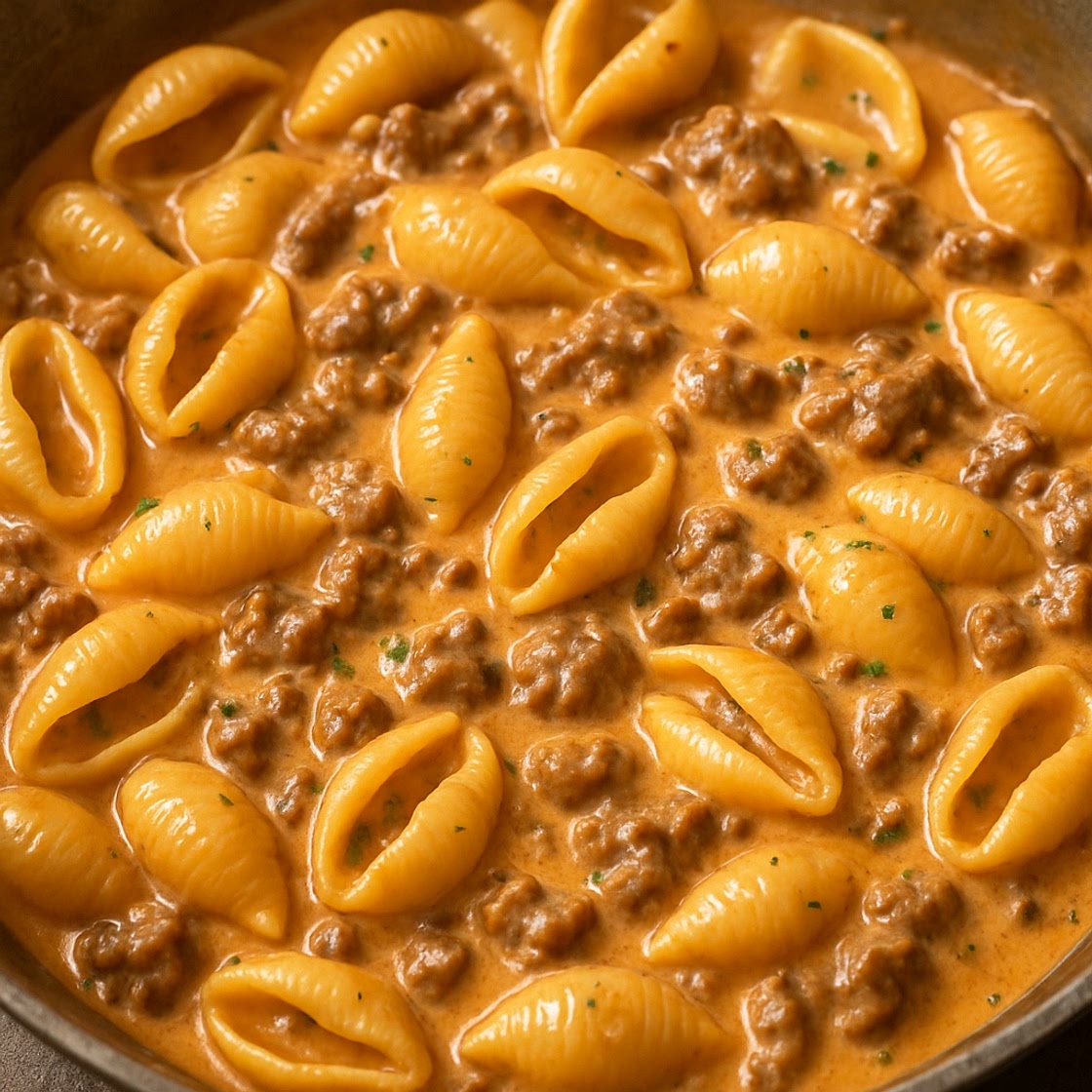 Creamy Beef and Shells
