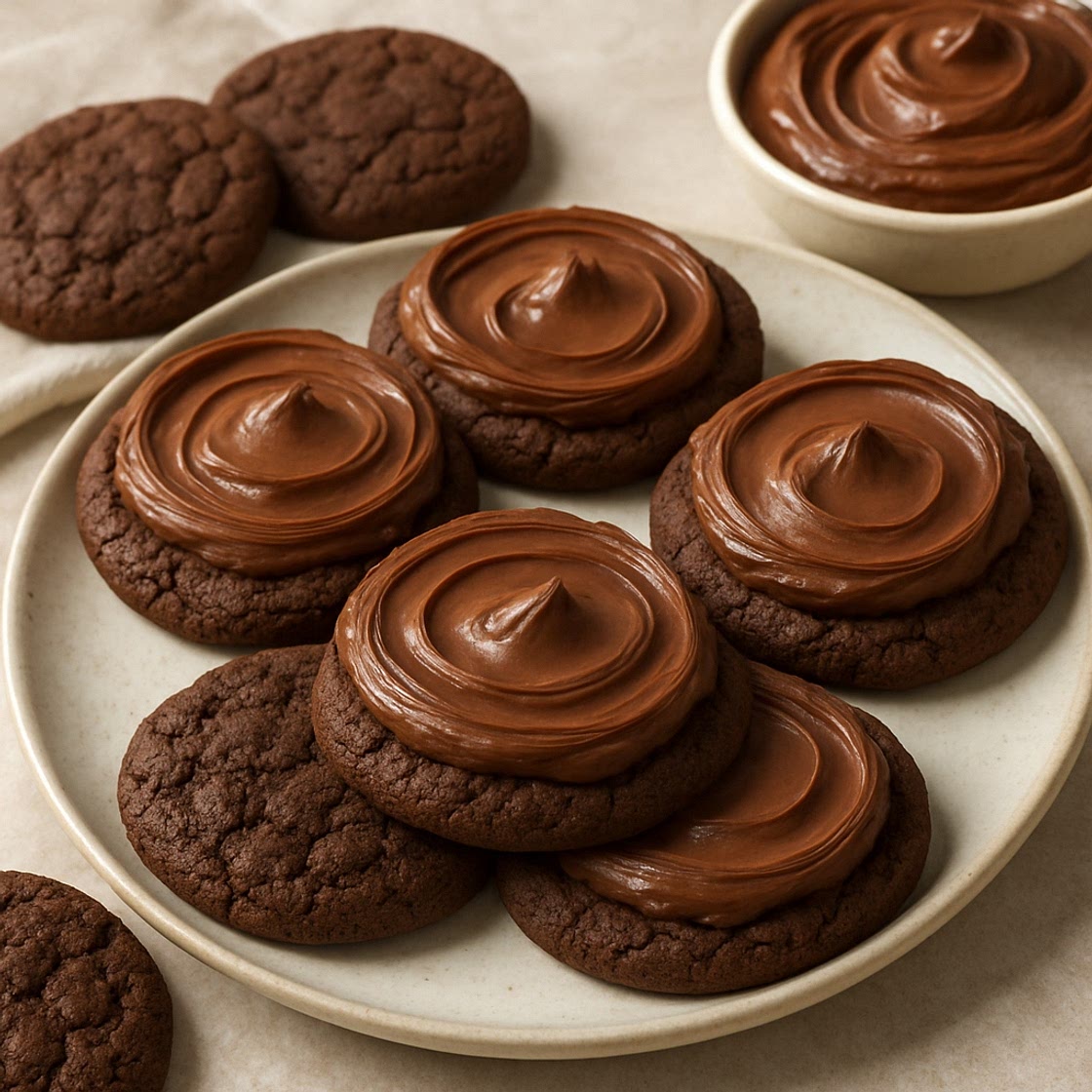 Chocolate Cake Mix Cookies with Chocolate Frosting