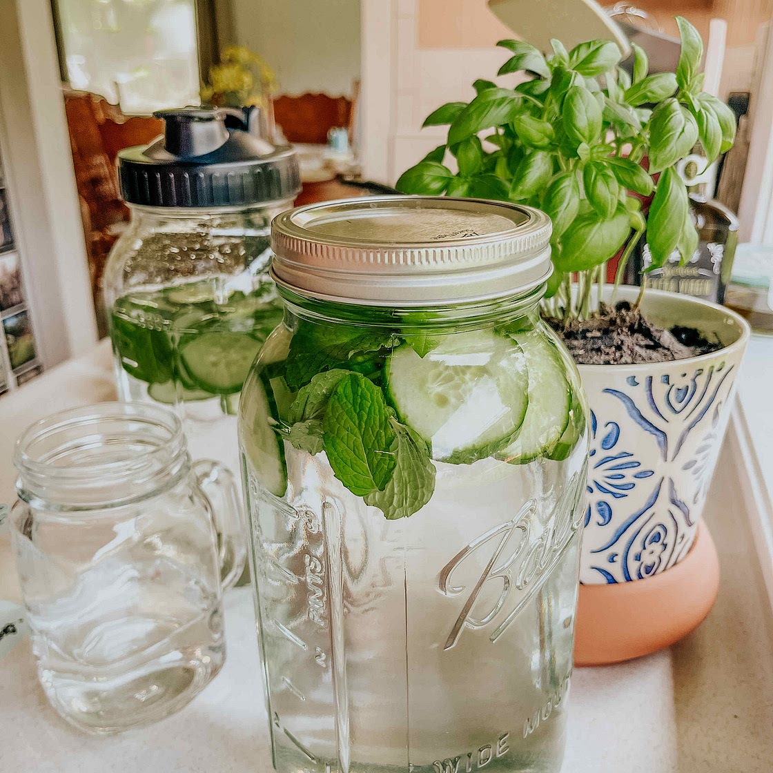 Cucumber Basil Mint Infused Water