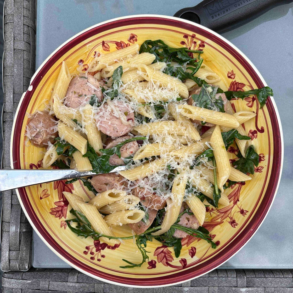 Aidell’s Roasted Garlic & Gruyère Cheese Sausage Pasta