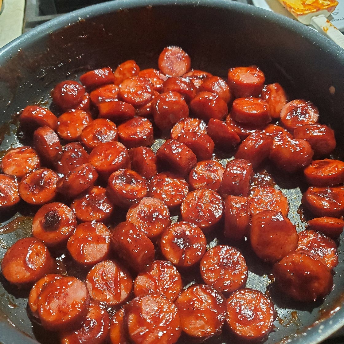 Skillet Smoked Sausage with Caramelized BBQ Sauce