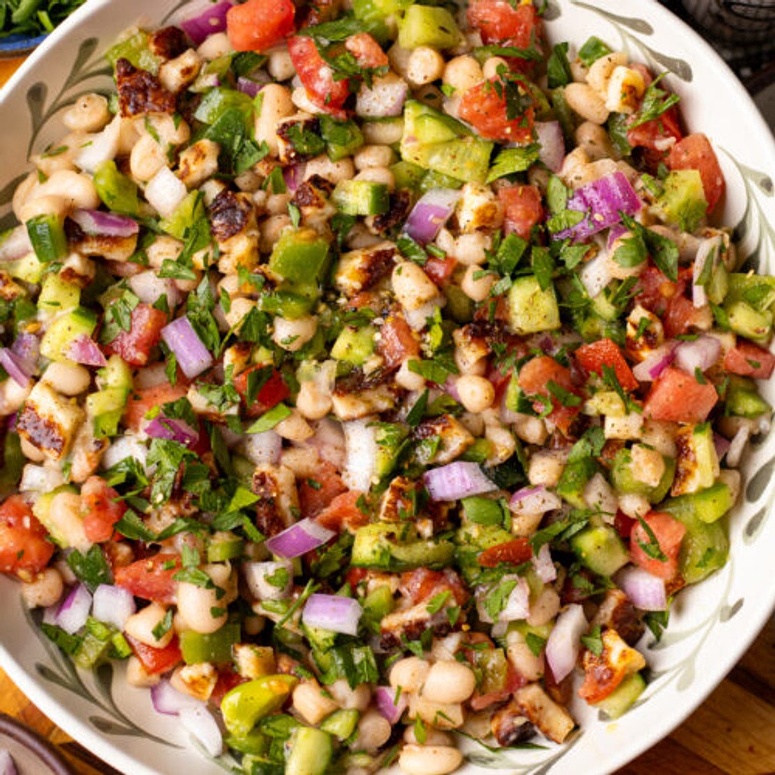 Chopped Halloumi Salad with Champagne Vinaigrette