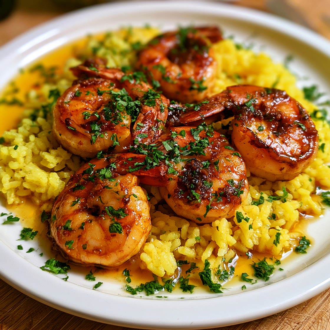 Garlic Shrimp With Yellow Rice