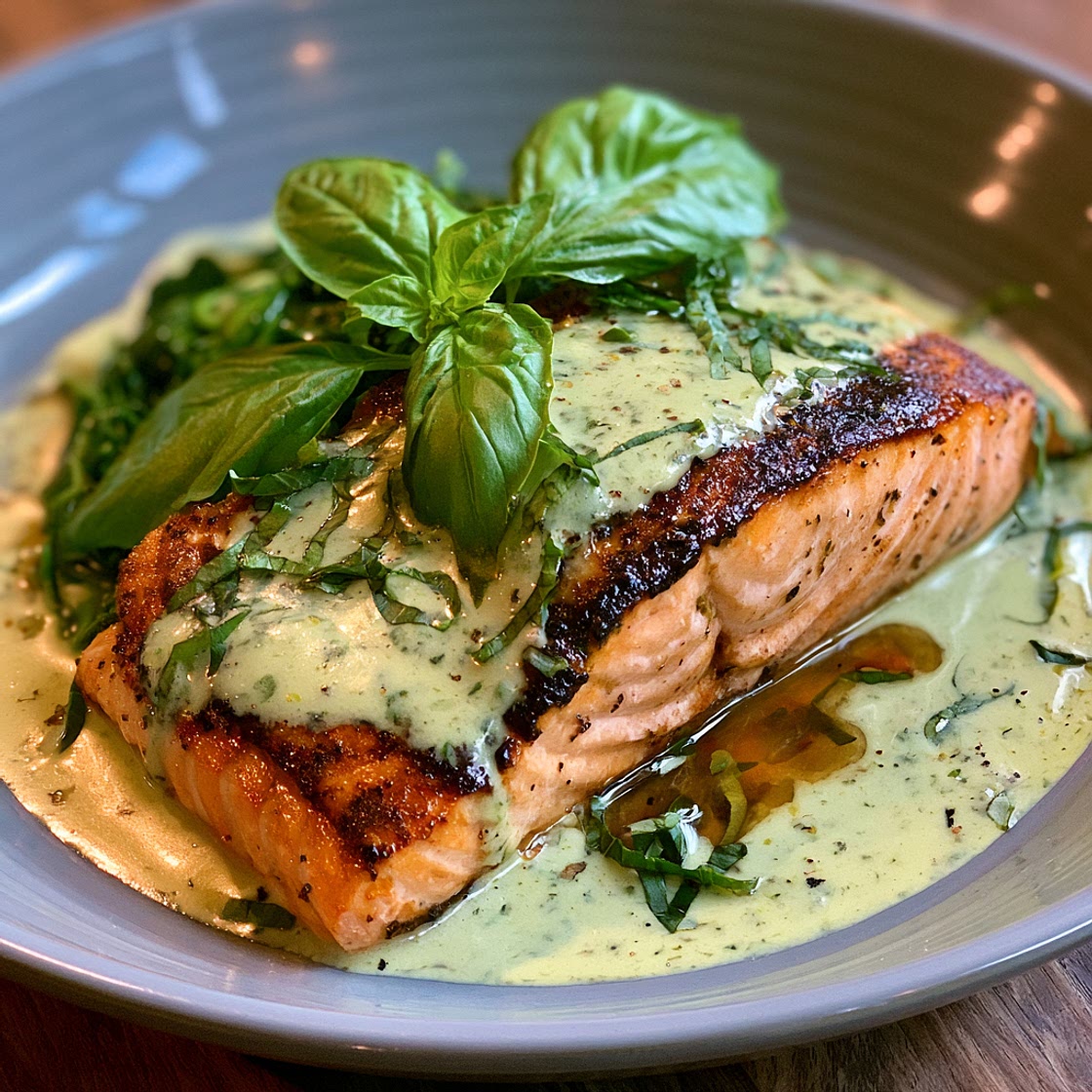 Salmon with Basil Sauce