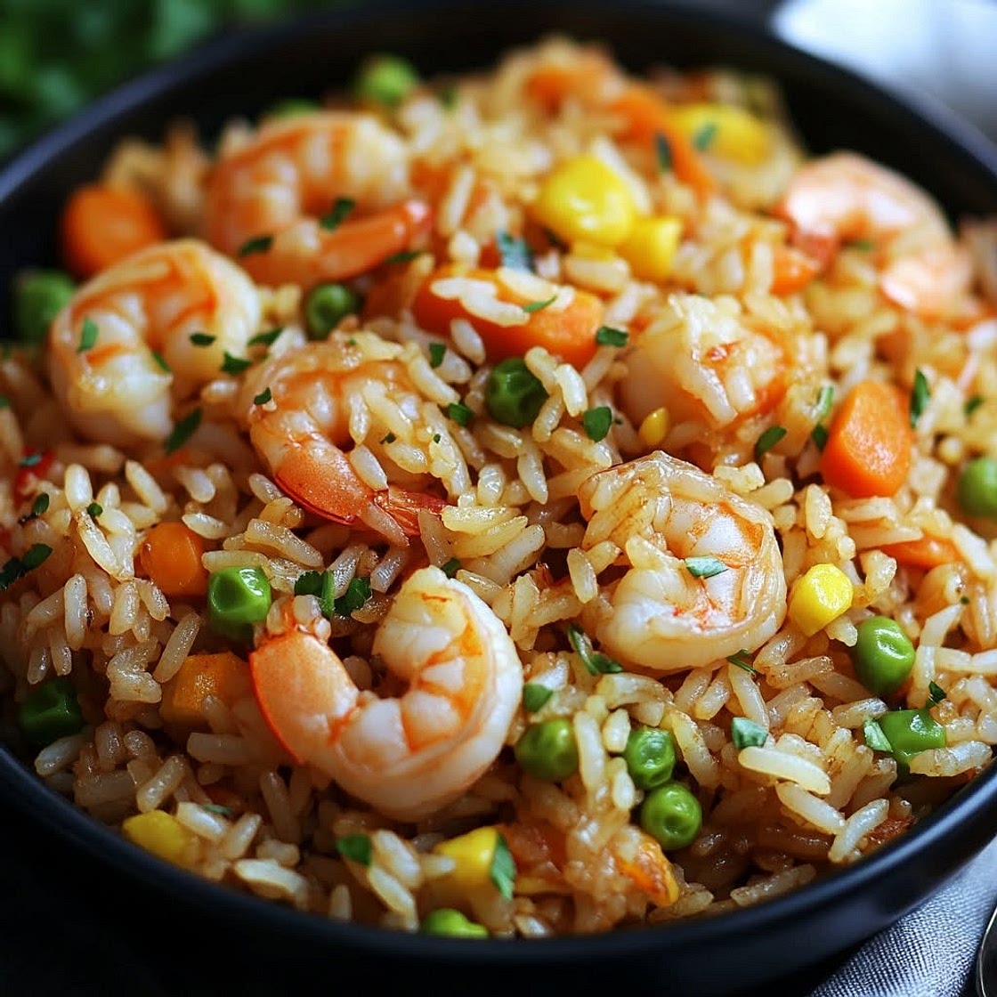 Riz frit aux crevettes et légumes