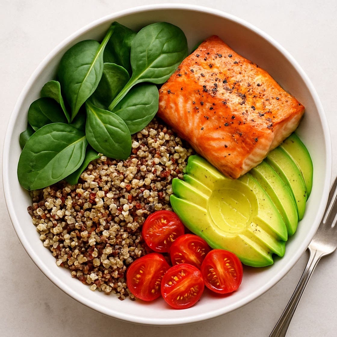 Spinach Quinoa Salmon Power Bowl