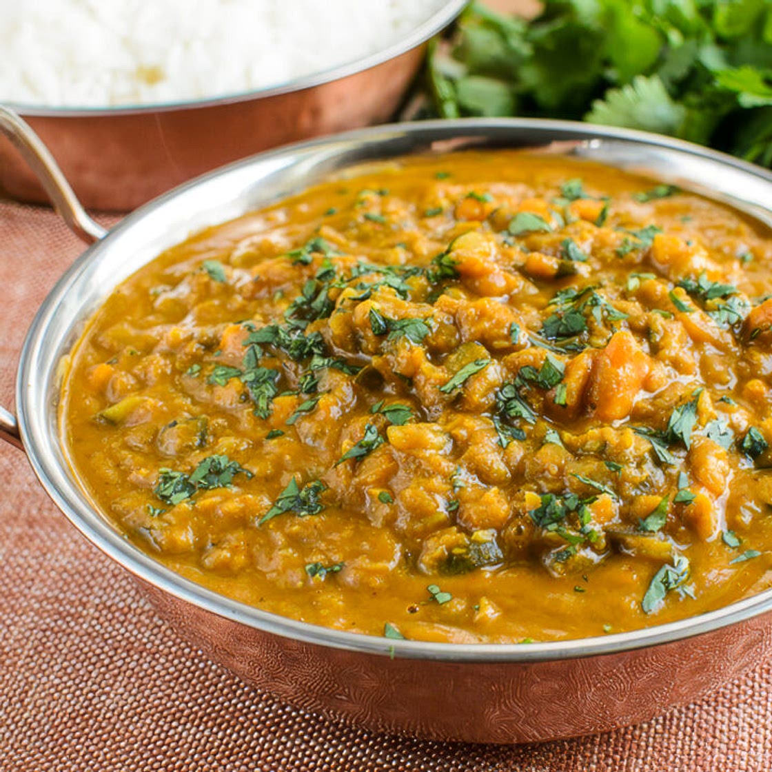 Aubergine, Courgette, Sweet Potato and Lentil Curry