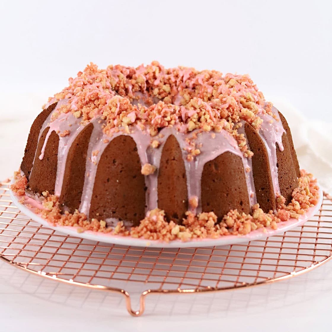 Strawberry Crunch Pound Cake with Golden Oreo Topping recipe