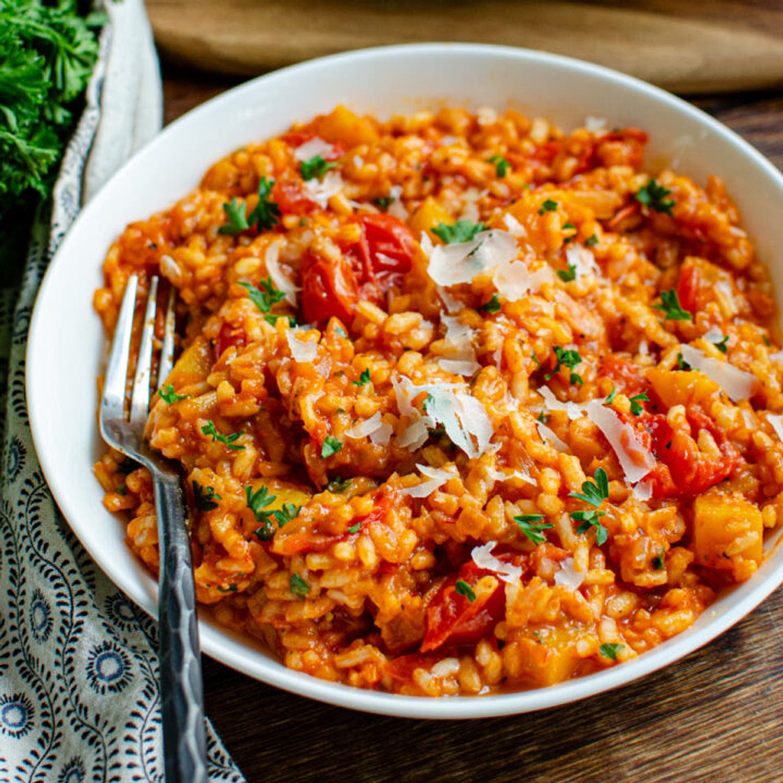 Roasted Butternut Squash and Tomato Risotto