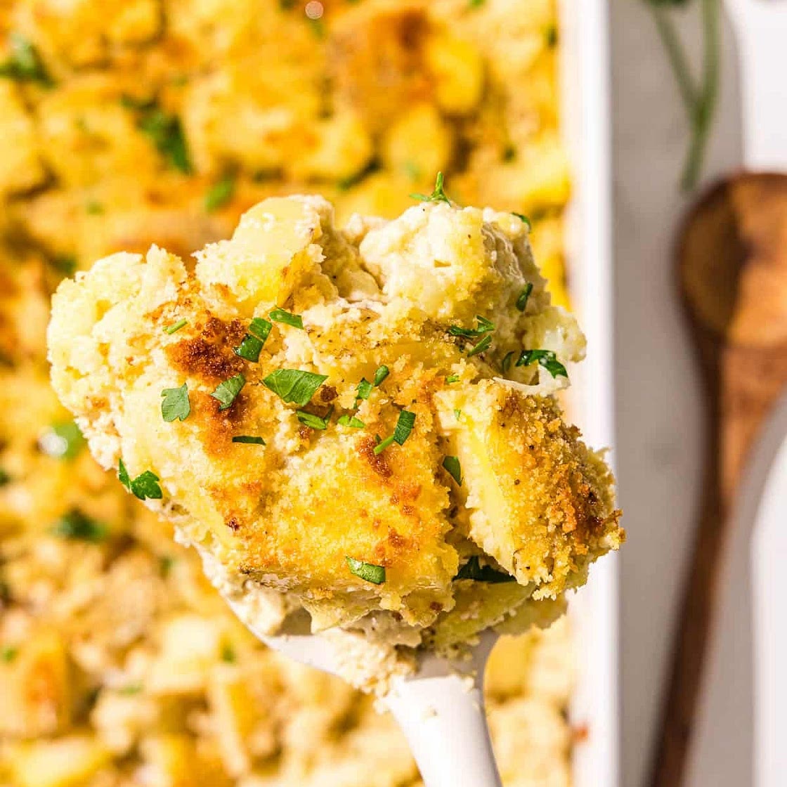 Vegan Cheesy Cauliflower Potato Casserole