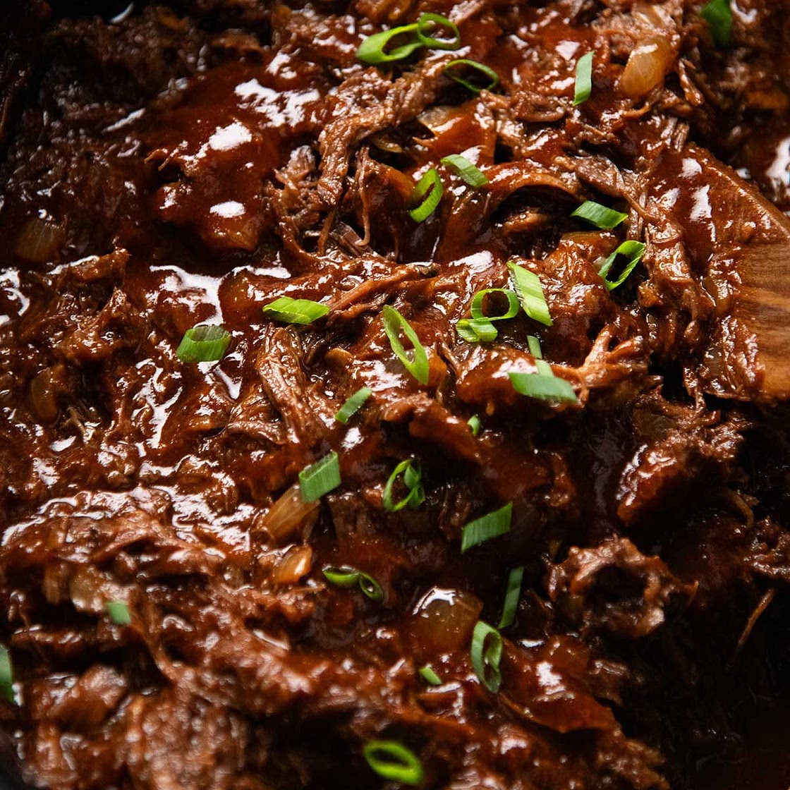 Easy slow cooker BBQ pulled beef