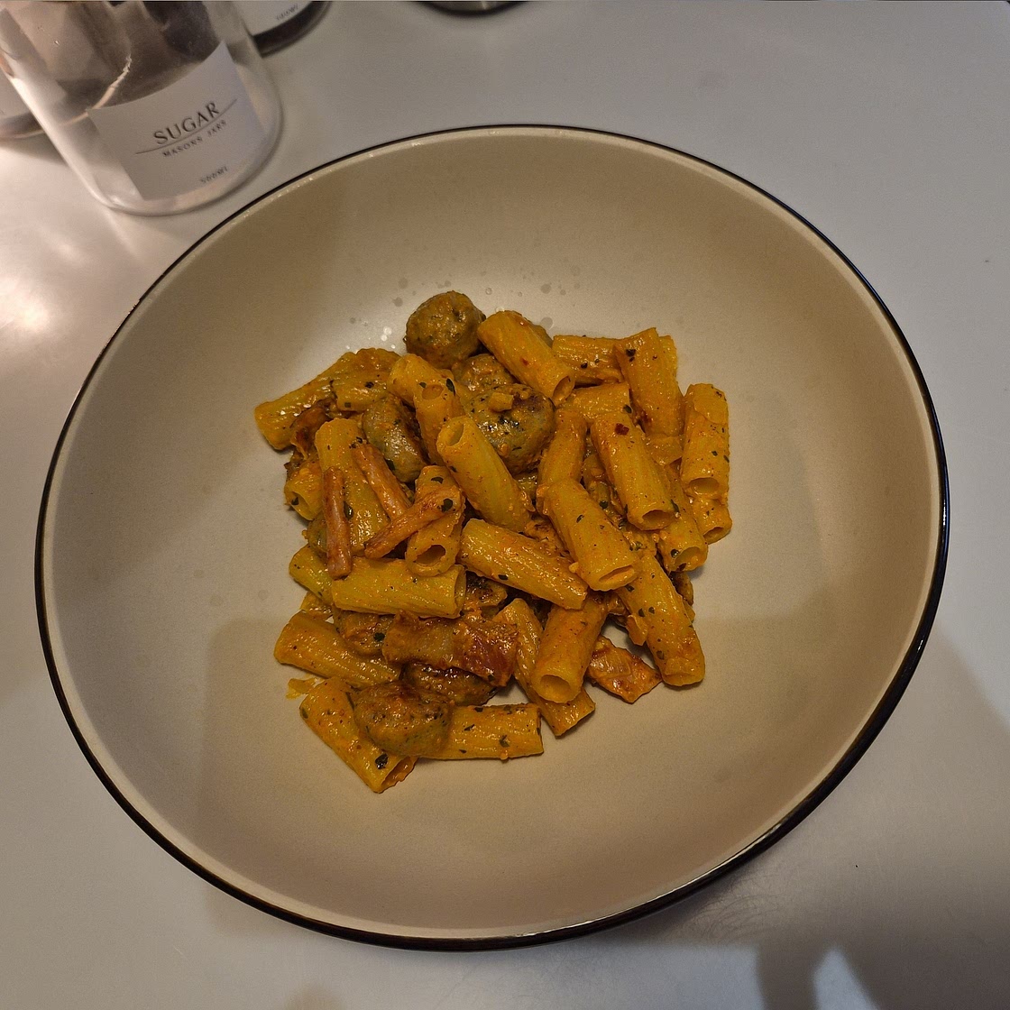 Sausage and Bacon Rigatoni