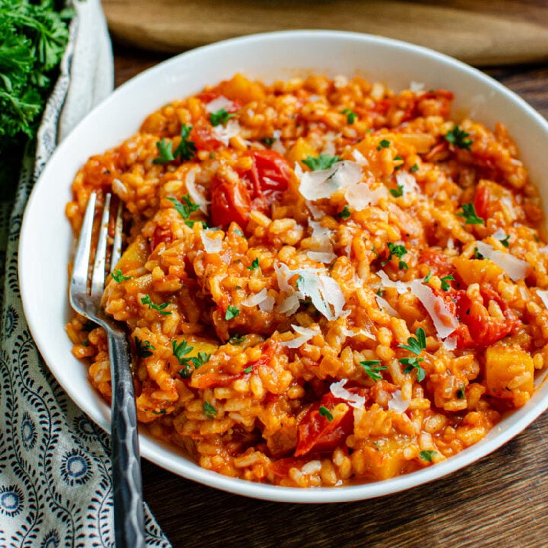 Roasted Butternut Squash and Tomato Risotto