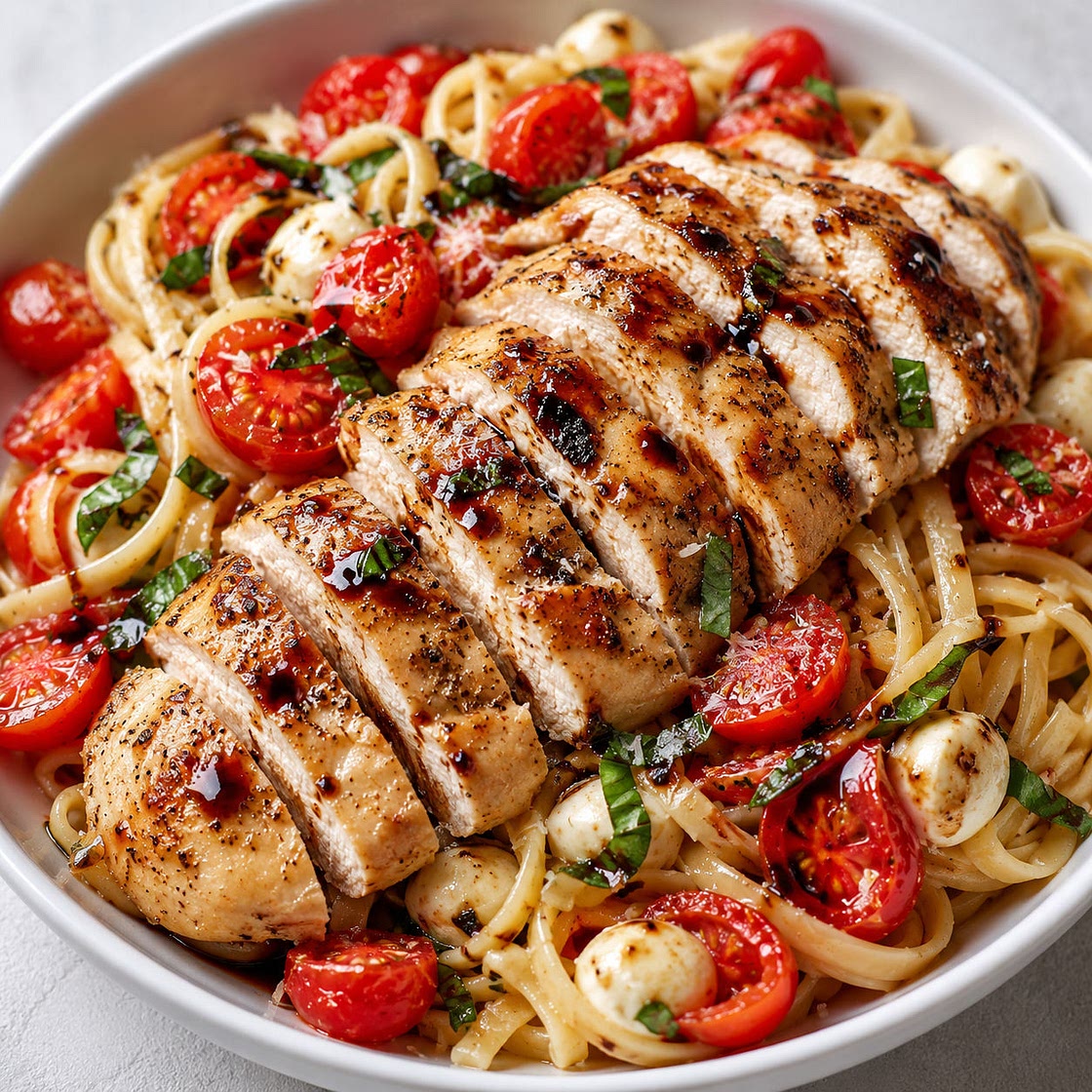 Bruschetta Chicken Pasta with Fresh Ingredients