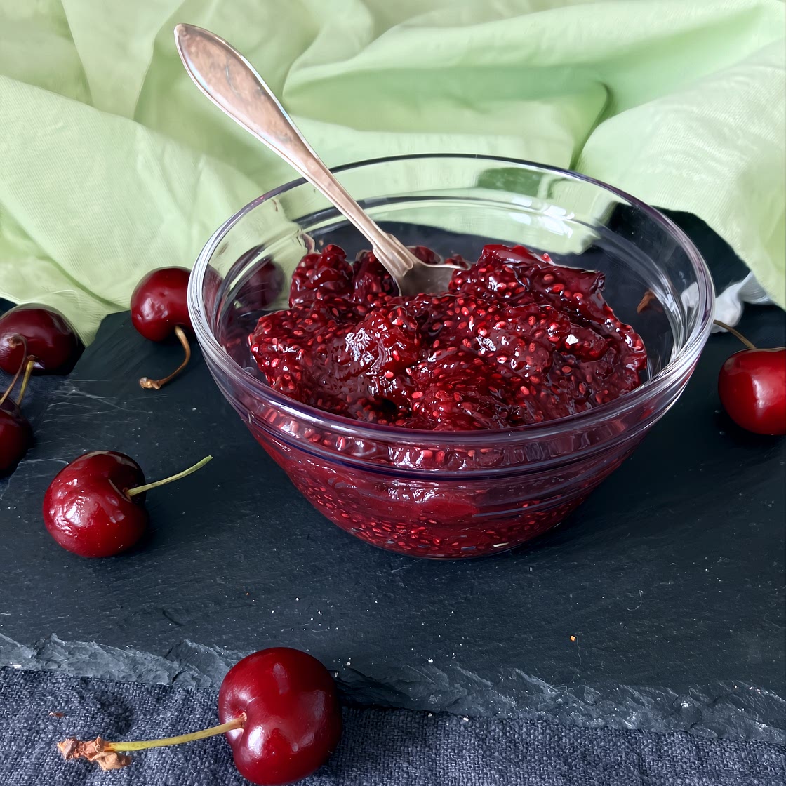 Fresh Cherry Chia & Maple Syrup Jam