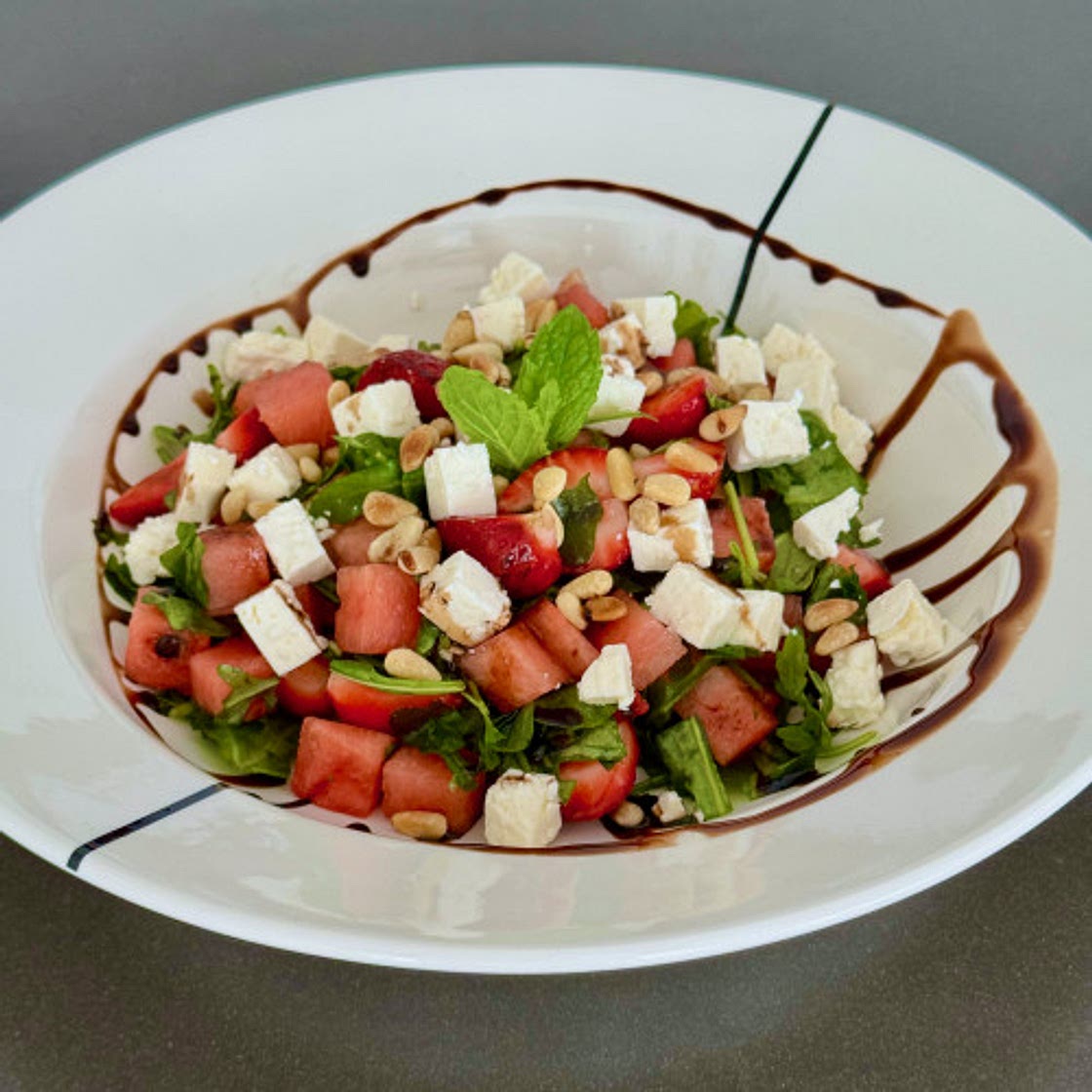Summer watermelon strawberry salad