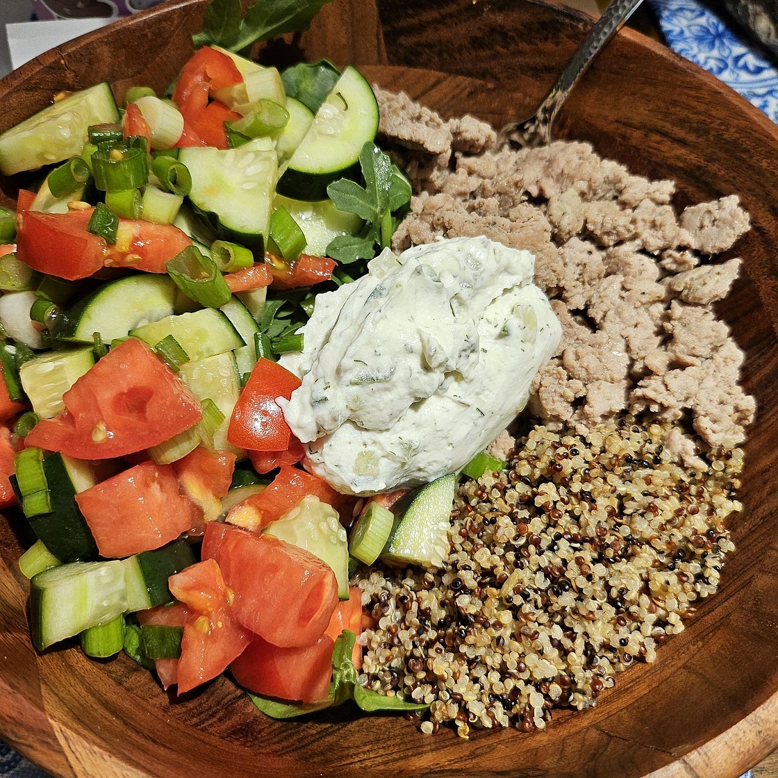 Four Dollar Greek Turkey & Quinoa Bowl