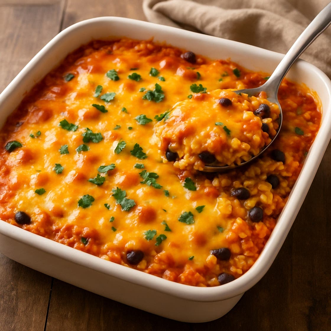 Cheesy Enchilada Rice Bake