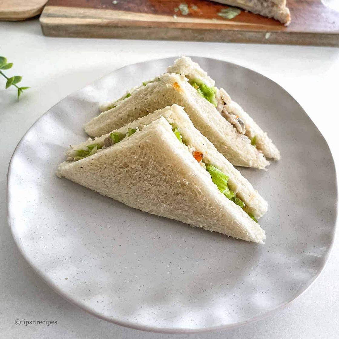 Creamy Chicken Mayo Sandwich with Lettuce and Olives
