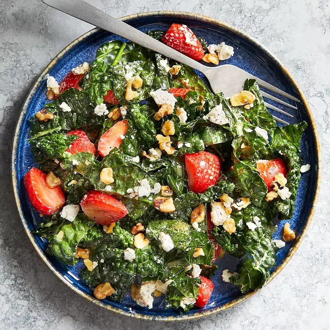 Kale Salad with Strawberries & Champagne Vinaigrette