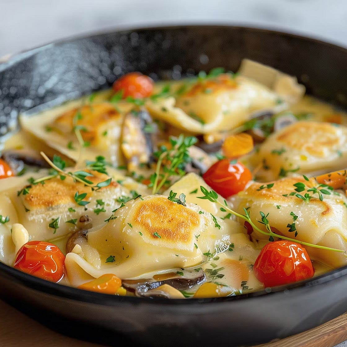 Maultaschenpfanne mit Gemüse