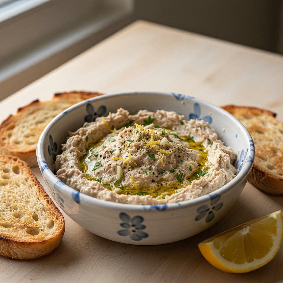 Tartinade de thon ail–citron (ultra crémeuse)