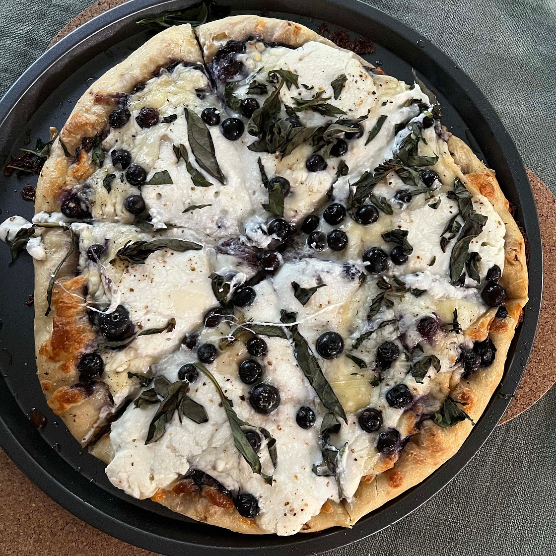 Blackberry, Basil, and Ricotta Pizza