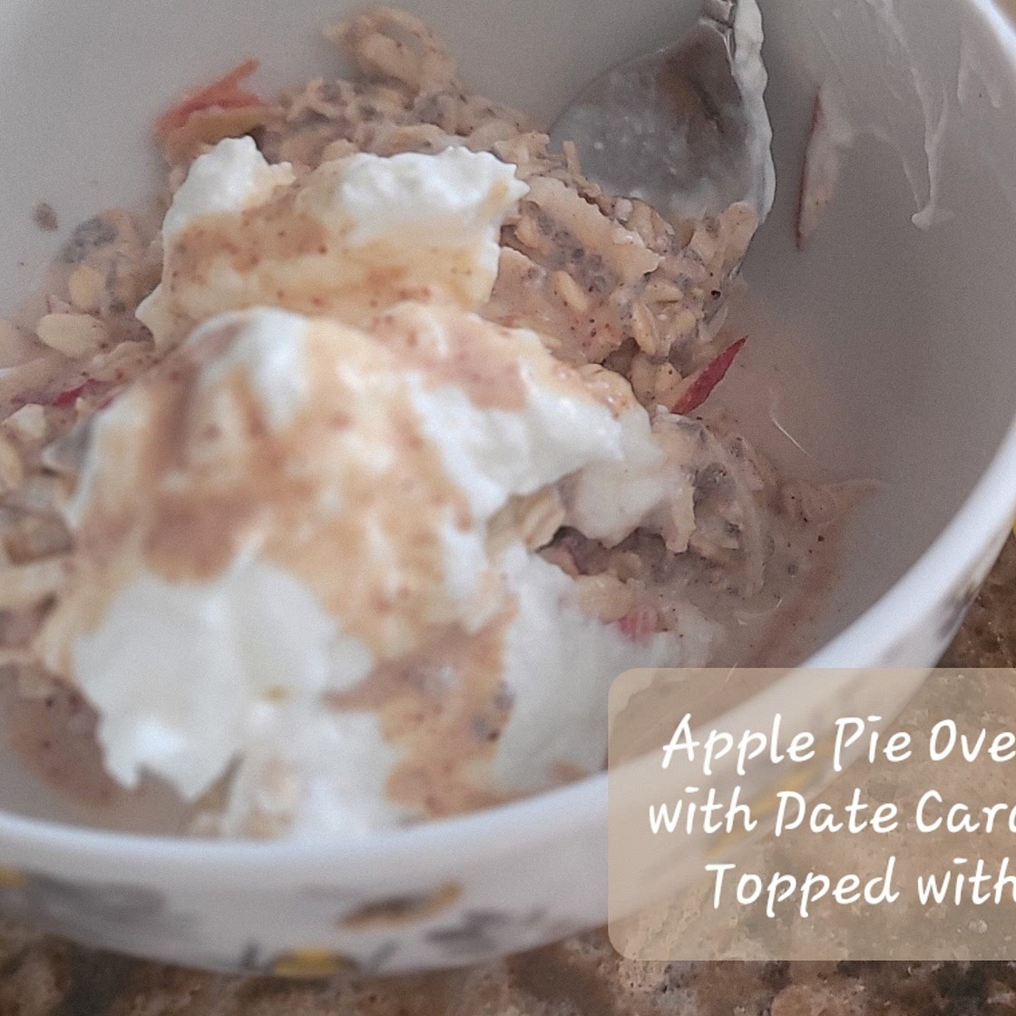 Apple Pie Overnight Oats with Date Caramel Sauce