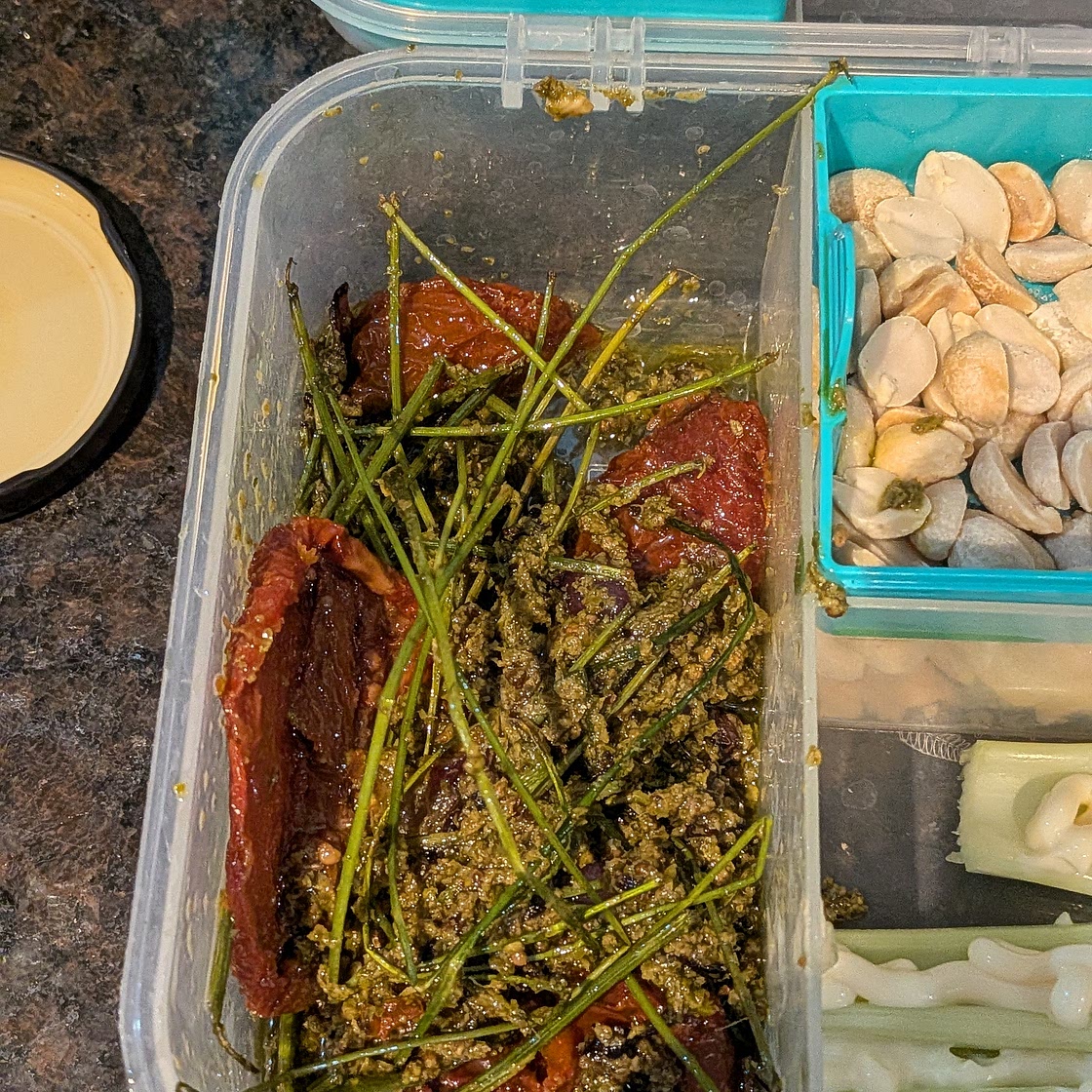 Pesto Dandelion Spaghetti