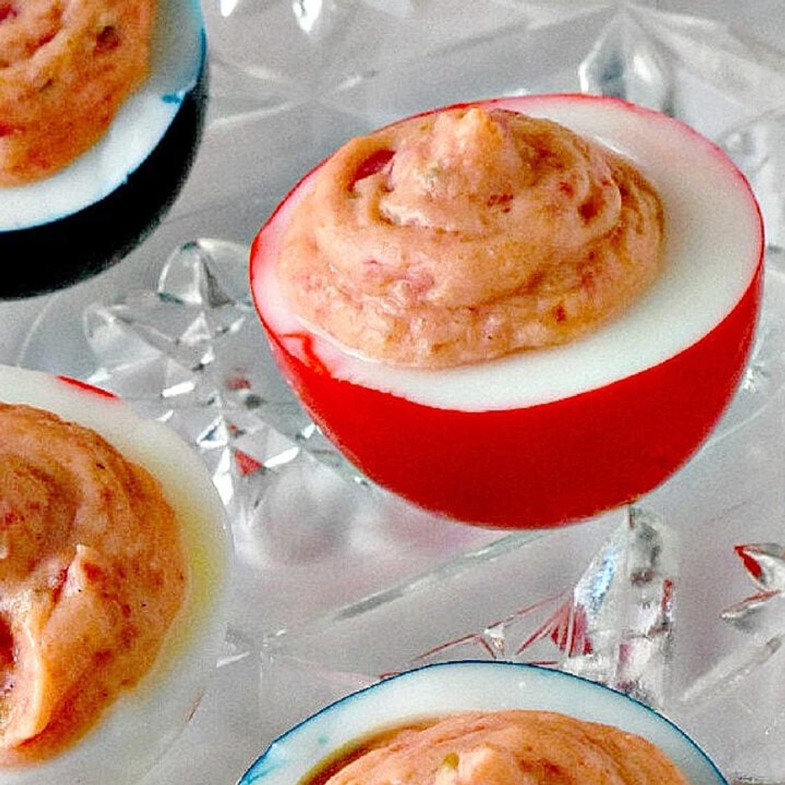 Red White & Blue Deviled Eggs