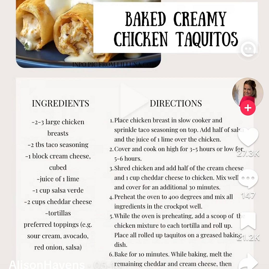 Baked Creamy Chicken Taquitos