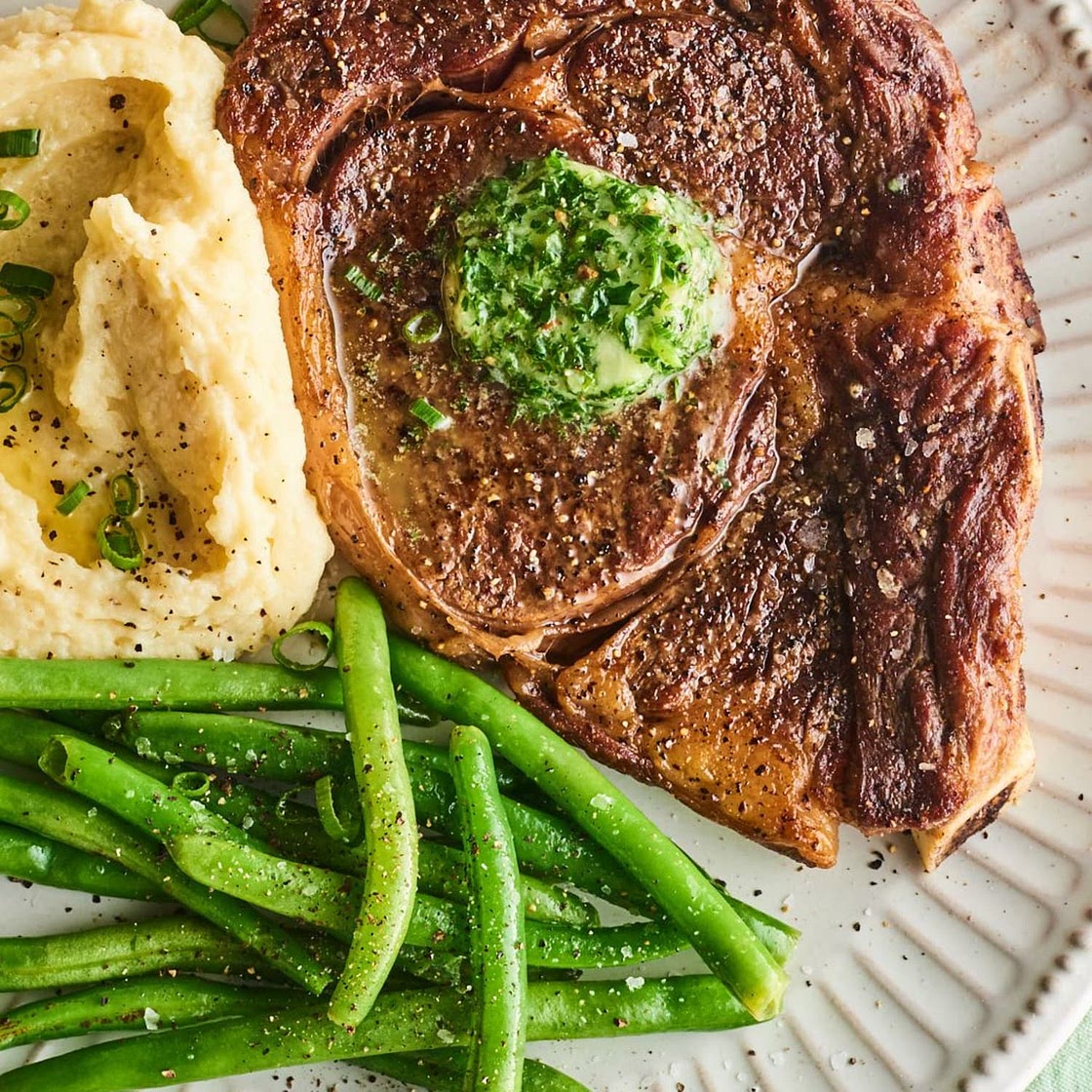 Air Fryer Steak with Garlic-Herb Butter