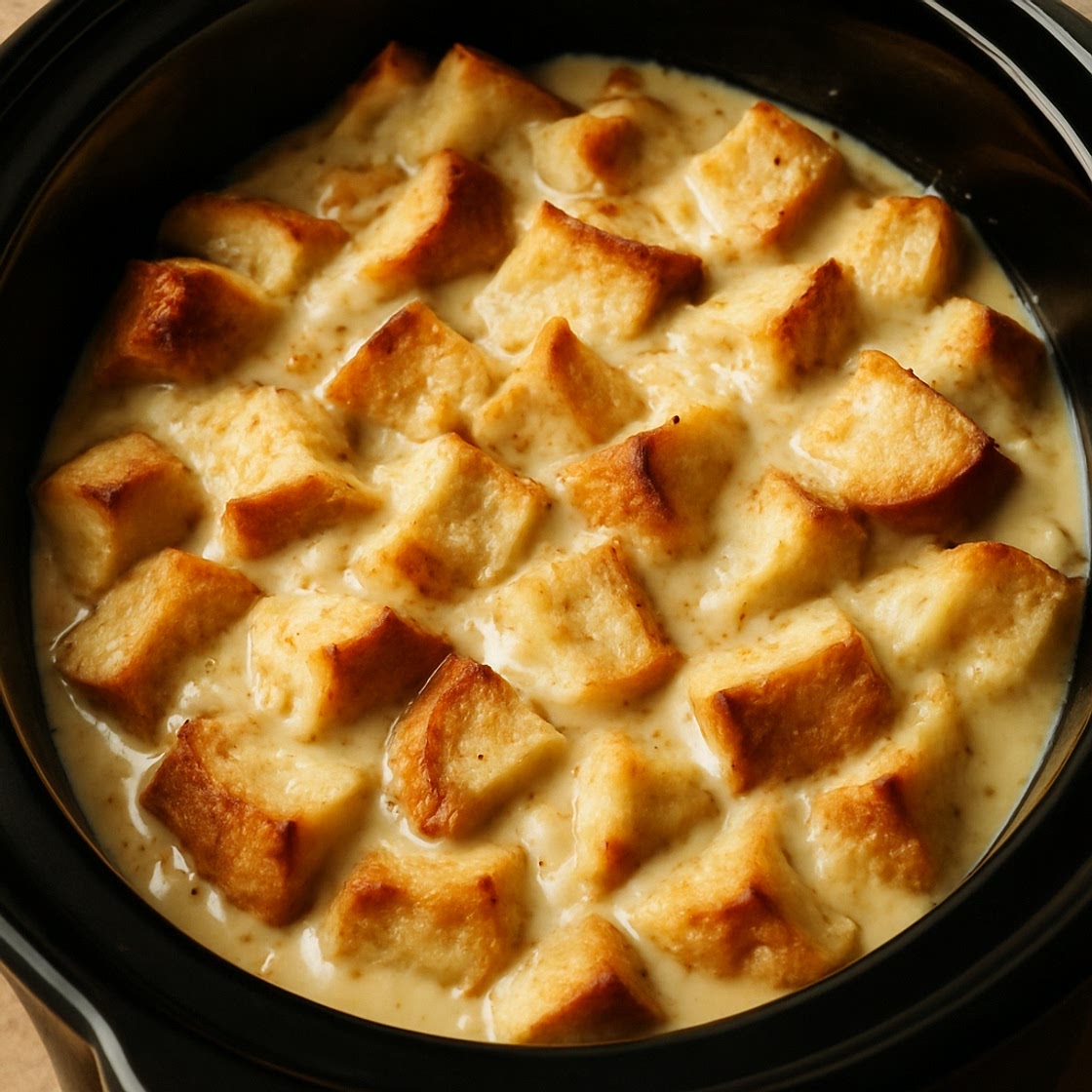 Creamy Slow Cooker Bread Pudding